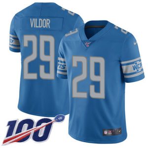 Lions #29 Kindle Vildor Blue Team Color Men's Stitched NFL 100th Season Vapor Untouchable Limited Jersey