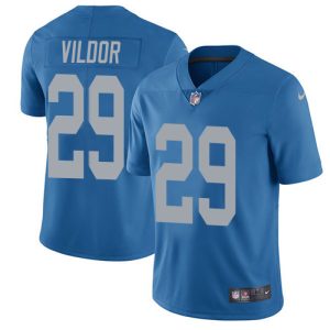 Lions #29 Kindle Vildor Blue Throwback Men's Stitched NFL Vapor Untouchable Limited Jersey