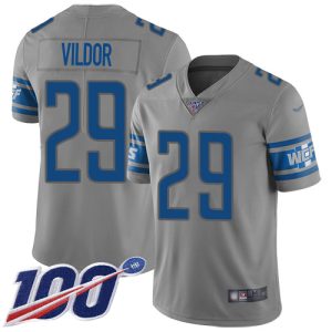 Lions #29 Kindle Vildor Gray Men's Stitched NFL Limited Inverted Legend 100th Season Jersey