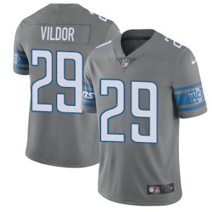 Lions #29 Kindle Vildor Gray Men's Stitched NFL Limited Rush Jersey