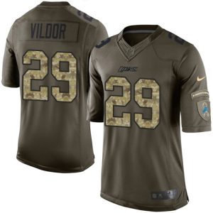 Lions #29 Kindle Vildor Green Men's Stitched NFL Limited 2015 Salute to Service Jersey