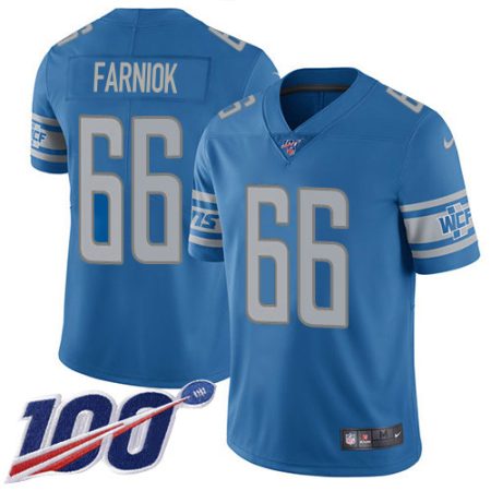 Lions #66 Matt Farniok Blue Team Color Men's Stitched NFL 100th Season Vapor Untouchable Limited Jersey