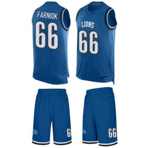 cheap Lions #66 Matt Farniok Blue Team Color Men's Stitched NFL Limited Tank Top Suit Jersey