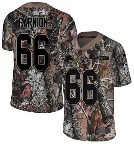 Lions #66 Matt Farniok Camo Men's Stitched NFL Limited Rush Realtree Jersey