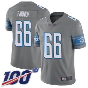 lions #66 matt farniok gray men's stitched nfl limited rush 100th season wholesale jersey