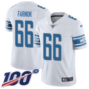 Lions #66 Matt Farniok White Men's Stitched NFL 100th Season Vapor Untouchable Limited Jersey