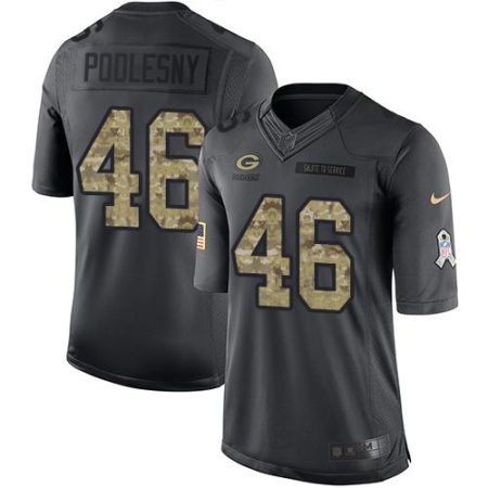 Packers #46 Jack Podlesny Black Men's Stitched NFL Limited 2016 Salute to Service Jersey