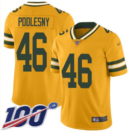 Packers #46 Jack Podlesny Gold Men's Stitched NFL Limited Inverted Legend 100th Season Jersey