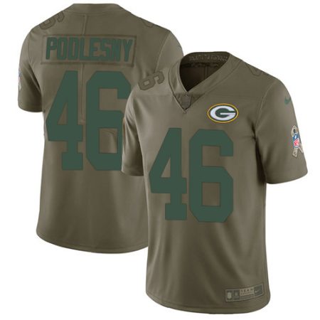 wholesale Packers #46 Jack Podlesny Olive Men's Stitched NFL Limited 2017 Salute To Service Jersey