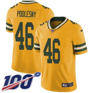 Packers #46 Jack Podlesny Yellow Men's Stitched NFL Limited Rush 100th Season Jersey