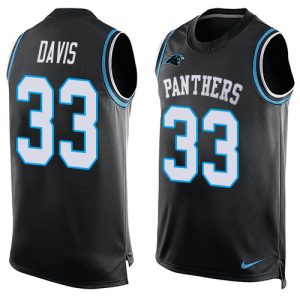 Panthers #33 Tae Davis Black Team Color Men's Stitched NFL Limited Tank Top Jersey