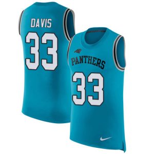 Panthers #33 Tae Davis Blue Alternate Men's Stitched NFL Limited Rush Tank Top Jersey