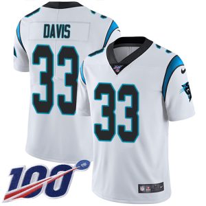 panthers #33 tae davis white men's stitched nfl 100th season vapor untouchable limited wholesale jersey