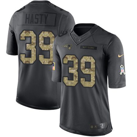 Patriots #39 JaMycal Hasty Black Men's Stitched NFL Limited 2016 Salute To Service Jersey