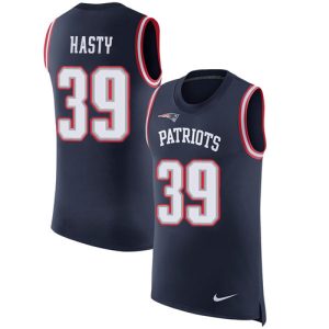 Patriots #39 JaMycal Hasty Navy Blue Team Color Men's Stitched NFL Limited Rush Tank Top Jersey