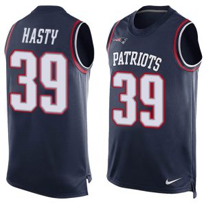 Patriots #39 JaMycal Hasty Navy Blue Team Color Men's Stitched NFL Limited Tank Top Jersey