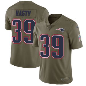 Patriots #39 JaMycal Hasty Olive Men's Stitched NFL Limited 2017 Salute To Service Jersey