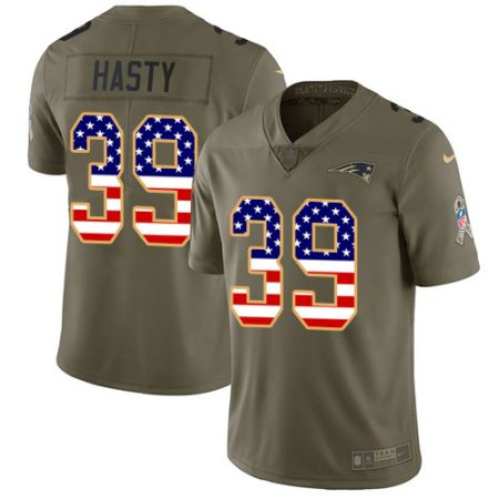 wholesale Patriots #39 JaMycal Hasty Olive/USA Flag Men's Stitched NFL Limited 2017 Salute To Service Jersey