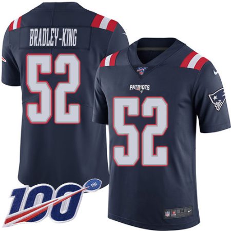 Patriots #52 Will Bradley-King Navy Blue Men's Stitched NFL Limited Rush 100th Season Jersey