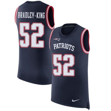 Patriots #52 Will Bradley-King Navy Blue Team Color Men's Stitched NFL Limited Rush Tank Top Jersey