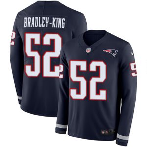 Patriots #52 Will Bradley-King Navy Blue Team Color Men's Stitched NFL Limited Therma Long Sleeve Jersey