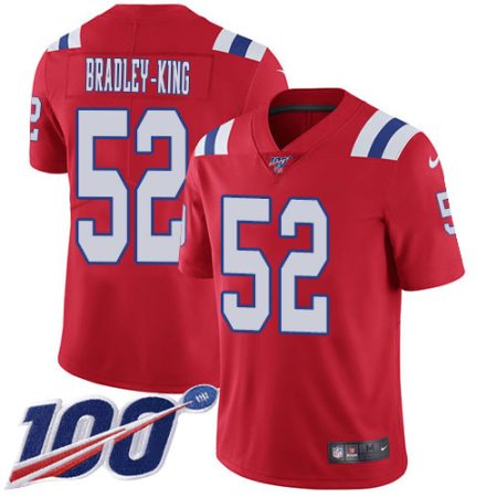 Patriots #52 Will Bradley-King Red Alternate Men's Stitched NFL 100th Season Vapor Limited Jersey