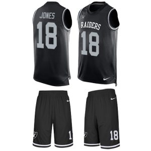 wholesale Raiders #18 Jack Jones Black Team Color Men's Stitched NFL Limited Tank Top Suit Jersey