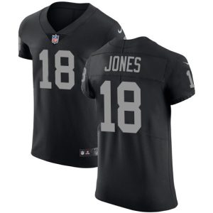 wholesale Raiders #18 Jack Jones Black Team Color Men's Stitched NFL Vapor Untouchable Elite Jersey