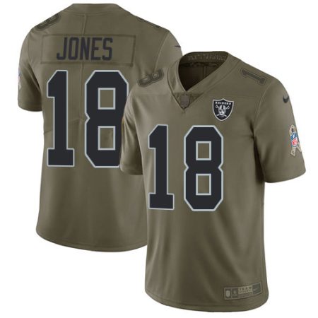 Raiders #18 Jack Jones Olive Men's Stitched NFL Limited 2017 Salute To Service Jersey