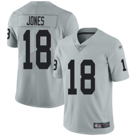 Raiders #18 Jack Jones Silver Men's Stitched NFL Limited Inverted Legend Jersey