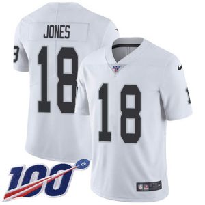 Raiders #18 Jack Jones White Men's Stitched NFL 100th Season Vapor Untouchable Limited Jersey