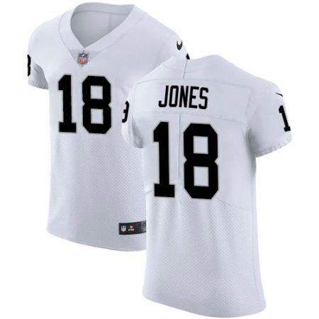 wholesale Raiders #18 Jack Jones White Men's Stitched NFL New Elite Jersey