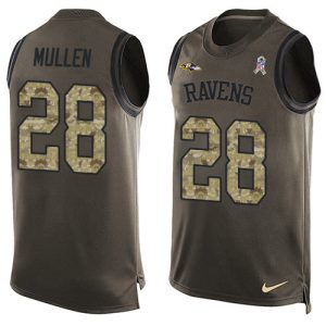 ravens #28 trayvon mullen green men's stitched nfl limited salute to service tank top wholesale jersey