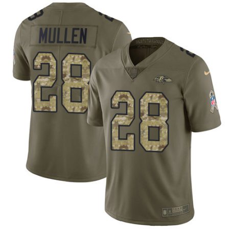 cheap Ravens #28 Trayvon Mullen Olive/Camo Men's Stitched NFL Limited 2017 Salute To Service Jersey