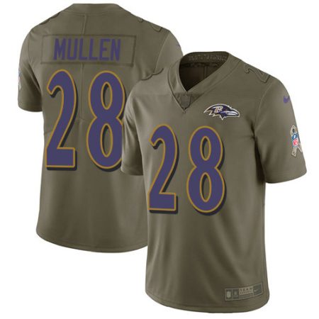 Ravens #28 Trayvon Mullen Olive Men's Stitched NFL Limited 2017 Salute To Service Jersey