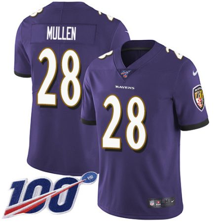 Ravens #28 Trayvon Mullen Purple Team Color Men's Stitched NFL 100th Season Vapor Untouchable Limited Jersey