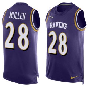 Ravens #28 Trayvon Mullen Purple Team Color Men's Stitched NFL Limited Tank Top Jersey