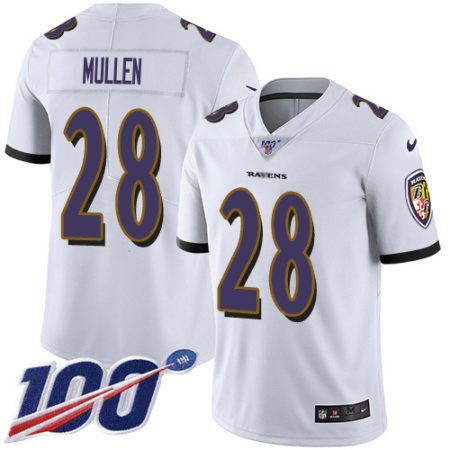 Ravens #28 Trayvon Mullen White Men's Stitched NFL 100th Season Vapor Untouchable Limited Jersey