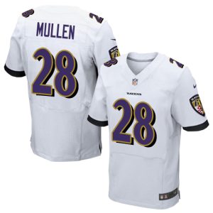 Ravens #28 Trayvon Mullen White Men's Stitched NFL New Elite Jersey