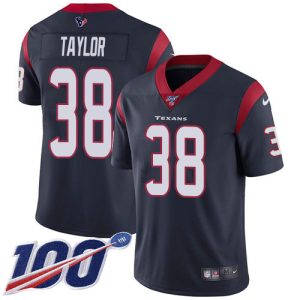 texans #38 j.j. taylor navy blue team color men's stitched nfl 100th season vapor untouchable limited wholesale jersey