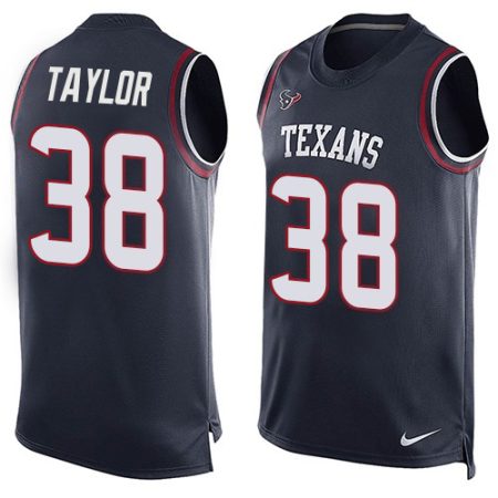 texans #38 j.j. taylor navy blue team color men's stitched nfl limited tank top wholesale jersey