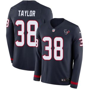 texans #38 j.j. taylor navy blue team color men's stitched nfl limited therma long sleeve cheap jersey