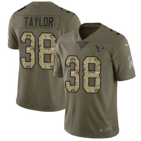 Texans #38 J.J. Taylor Olive/Camo Men's Stitched NFL Limited 2017 Salute To Service Jersey